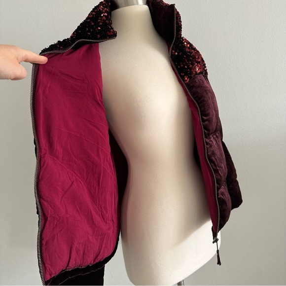 Maeve Anthropologie Vera Sequined Velvet Puffer Jacket Small - Picture 5 of 16